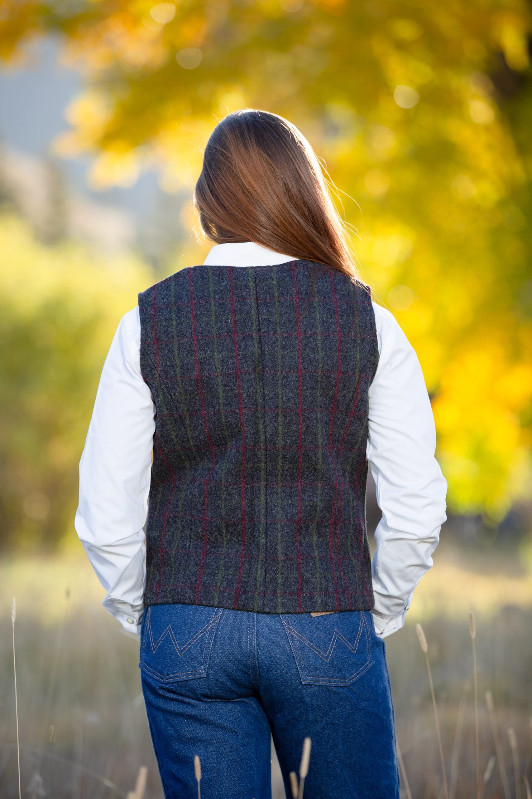 Afton Grey Plaid Back