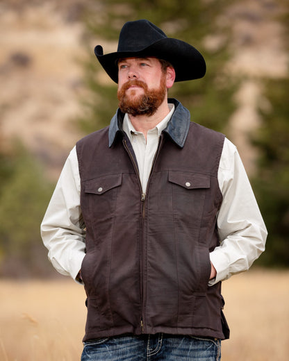 Oilskin Vest. Twill Tan