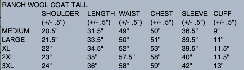Mens Ranch Wool Tall
