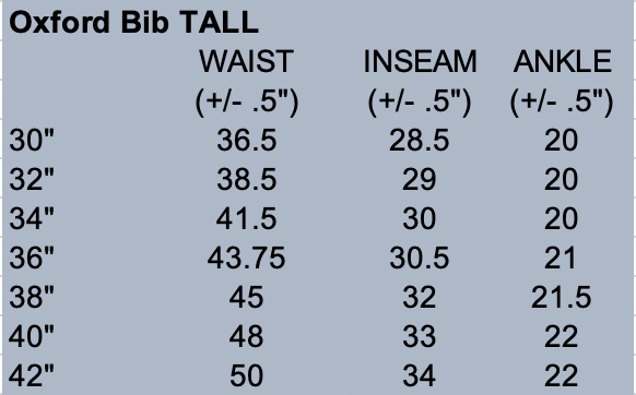 Oxford Bibs Tall