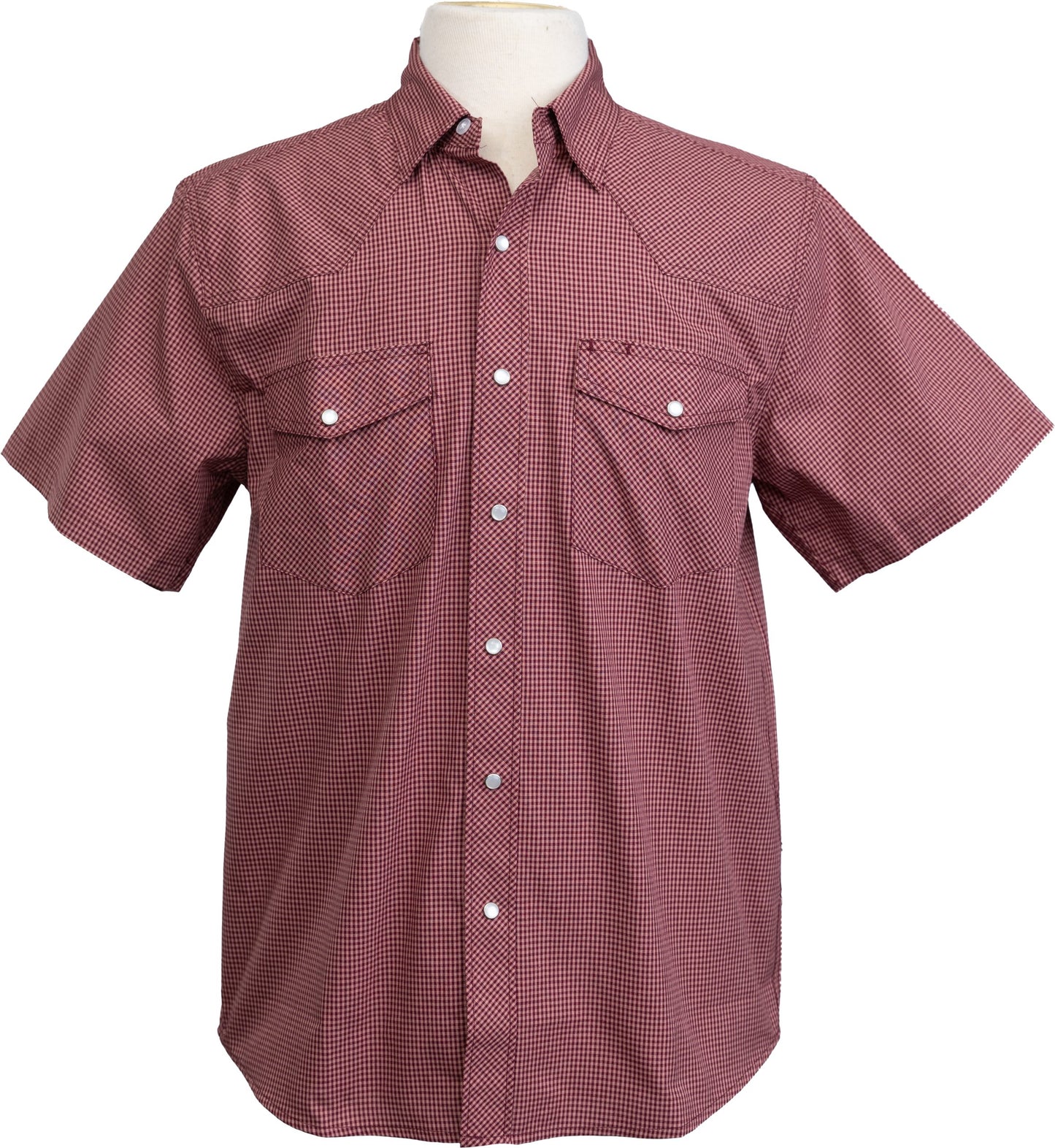 Western Print Plaid #11 Red Check Short Sleeve Shirt4