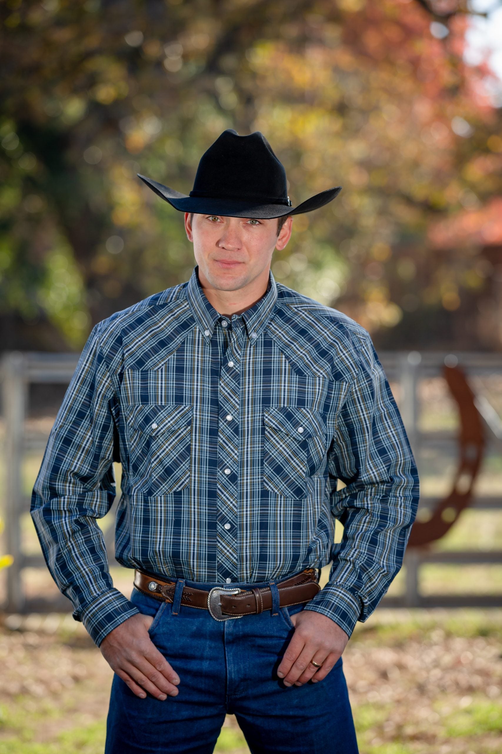 Western Print Shirt #11 Blue:Yellow Plaid