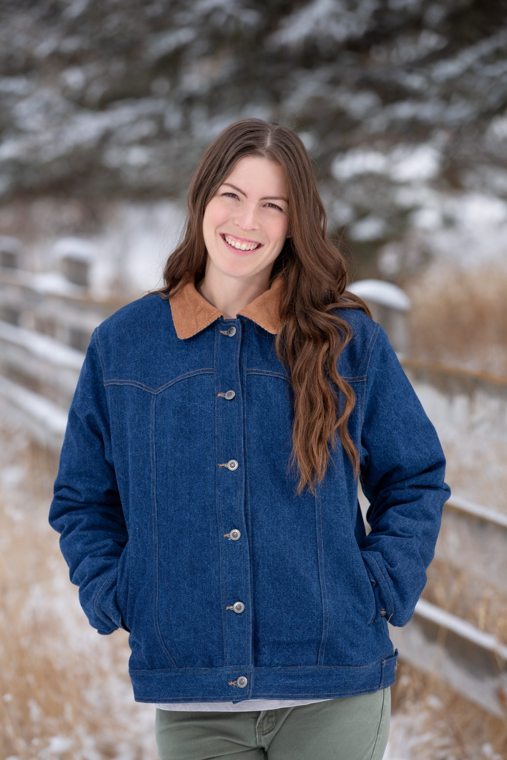 Womens Denim Lined Coat.Front