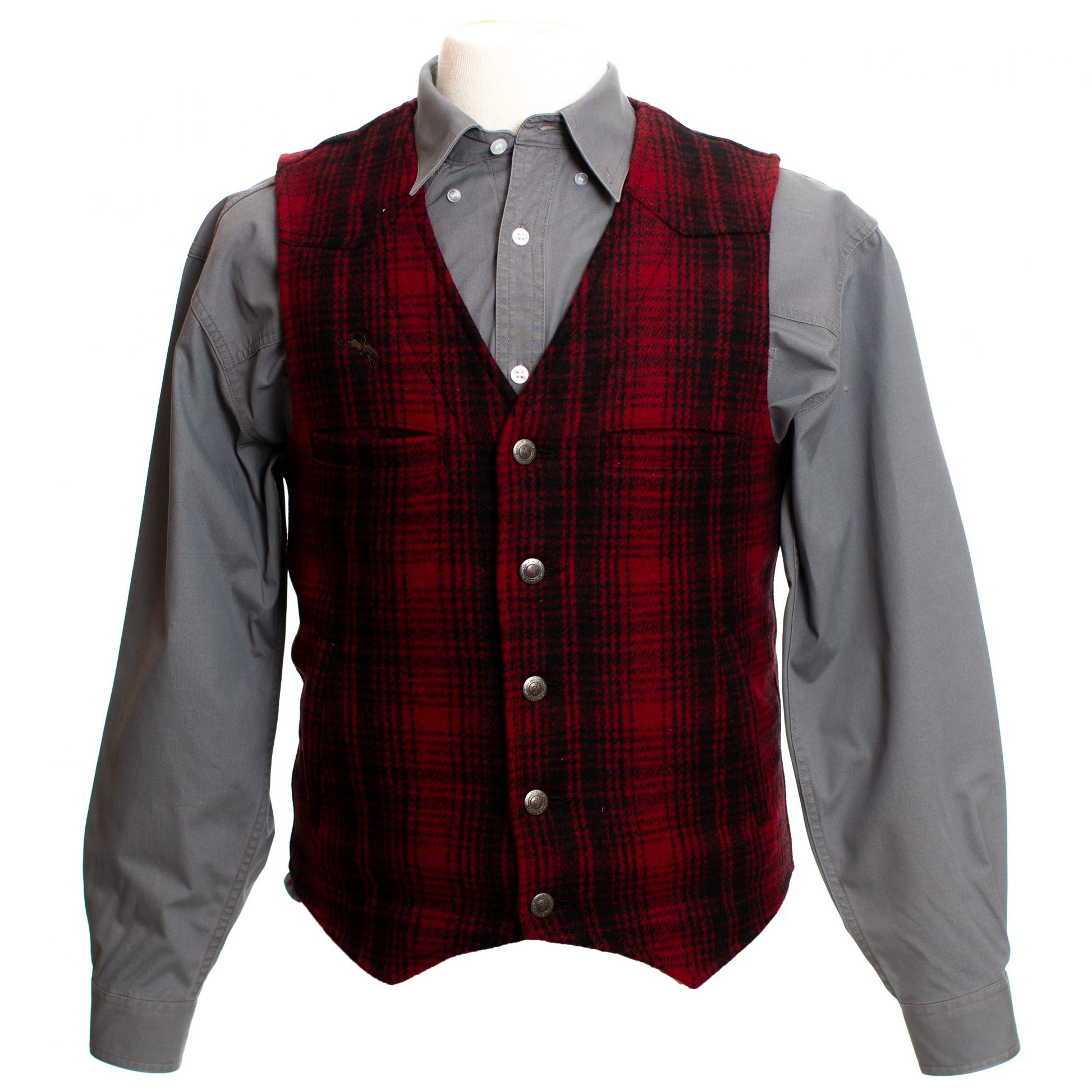 Wyoming Vest Red Plaid Front