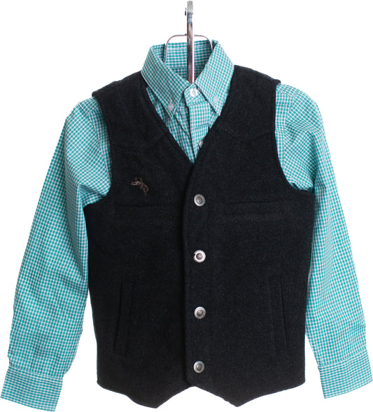 Youth Wyoming Wool Vest Black Front