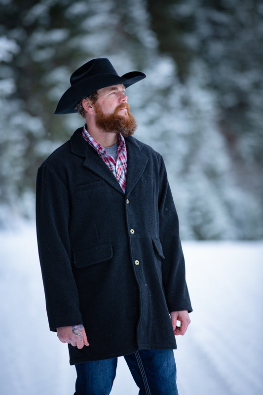Ranch Wool Coat Black Front